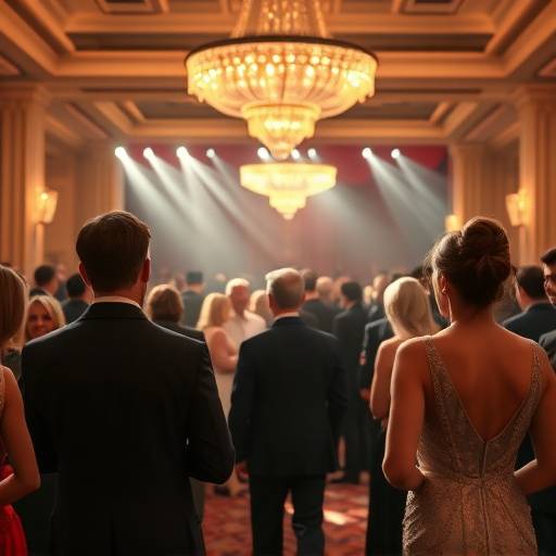 Elegant capture of a gala event, showcasing attendees in formal attire